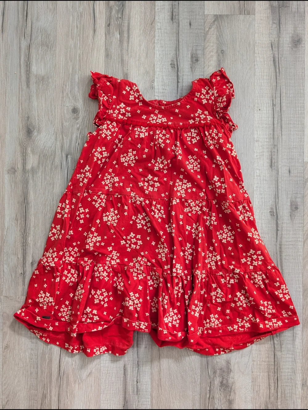 Tea Collection Red Floral Tiered Dress, 5T (C6)